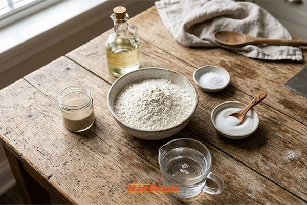 مواد لازم برای تهیه خمیر نان با خمیر مایه
