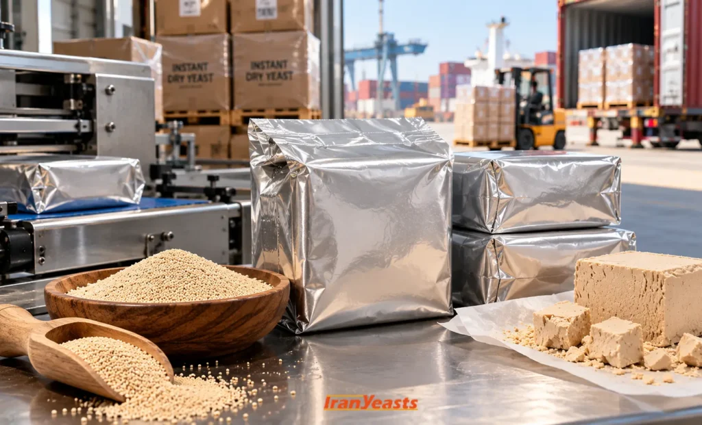 Vacuum packed Iranian dry yeast in a firm brick-style export pack